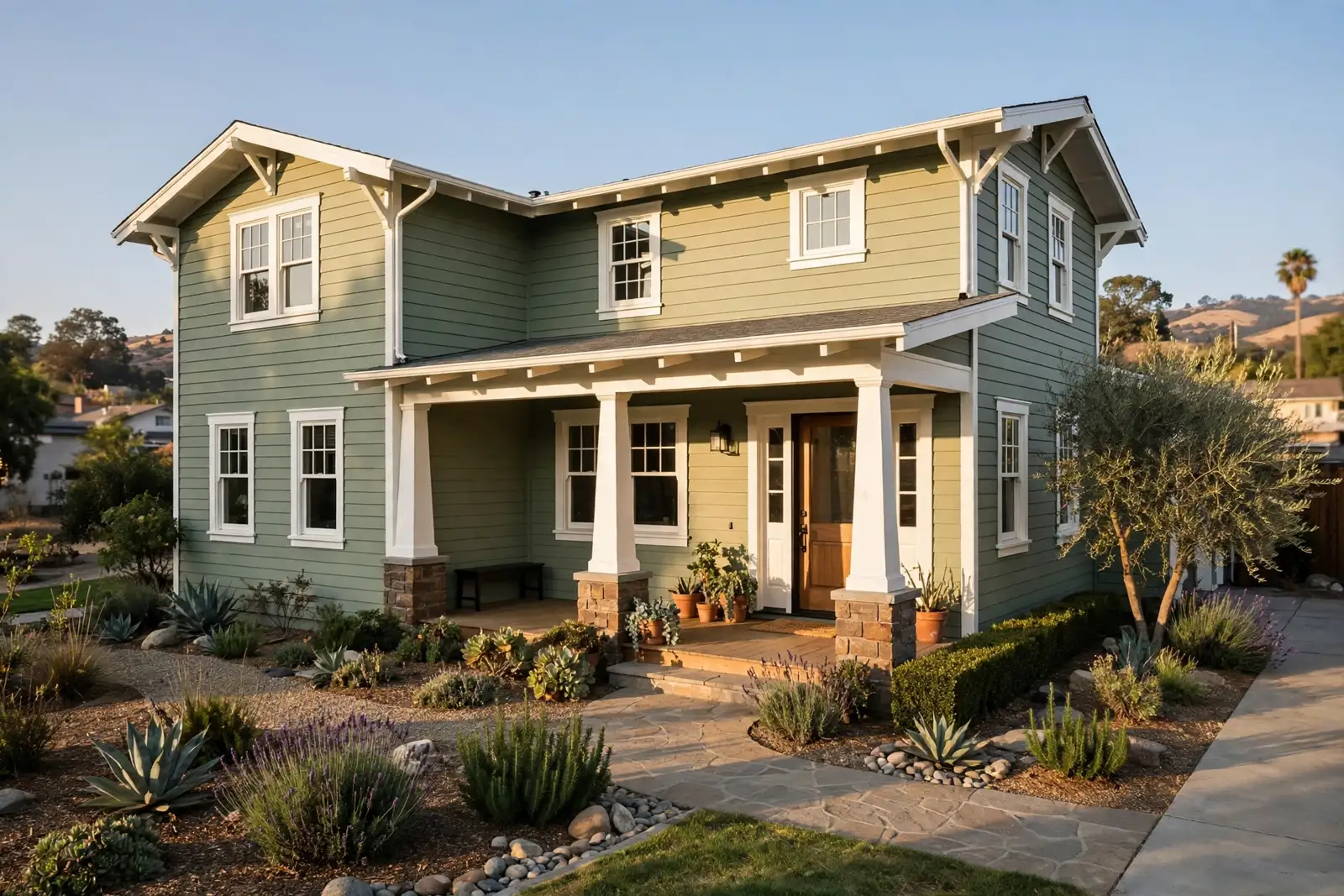 Freshly painted craftsman house exterior